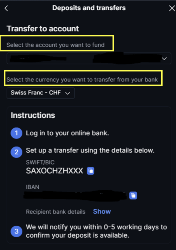 deposit saxo