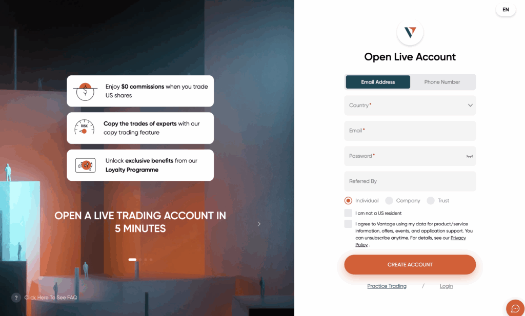 open account vantage