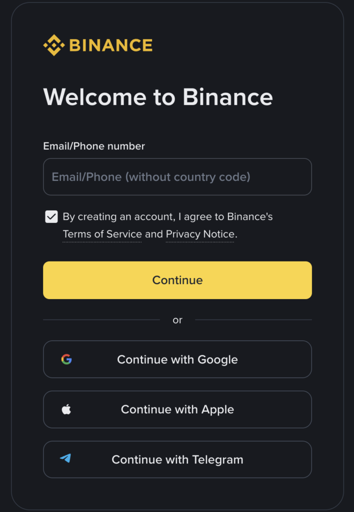 binance account